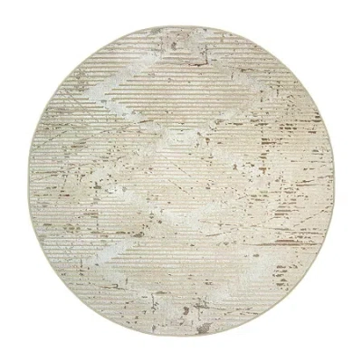 Radici Usa Radici Davide Geometric 5'x5' Indoor Round Area Rug In Sand