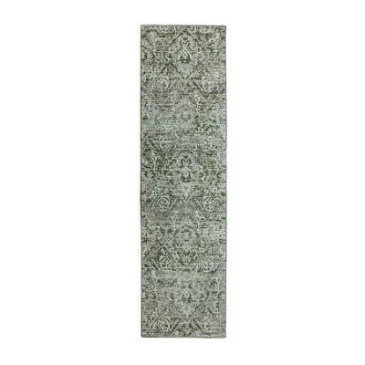 Radici Usa Radici Livigno Abstract 24"x96" Indoor Rectangular Runner In Green