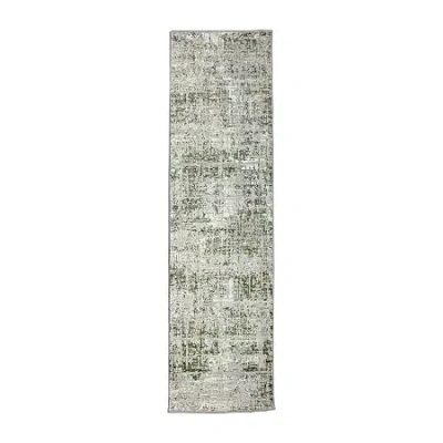 Radici Usa Radici Livigno Abstract 24"x96" Indoor Rectangular Runner In Green