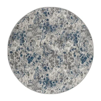 Radici Usa Radici Livigno Floral Indoor Round Area Rug In Blue