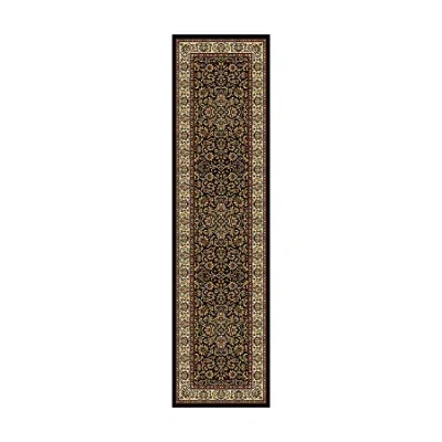 Radici Usa Radici Noble 26"x96" Kashan Traditional Oriental Runner In Black