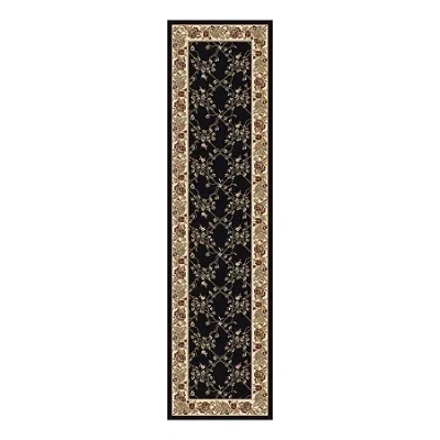 Radici Usa Radici Noble Scroll 26"x96" Traditional Oriental Runner In Black