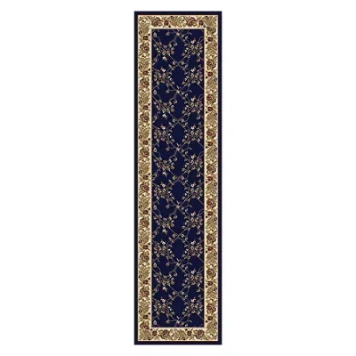 Radici Usa Radici Noble Scroll 26"x96" Traditional Oriental Runner In Blue