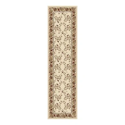 Radici Usa Radici Noble Scroll 26"x96" Traditional Oriental Runner In White