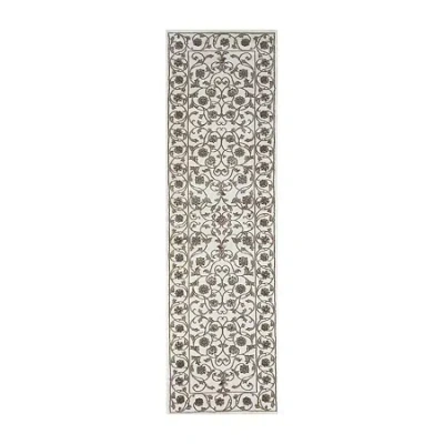 Radici Usa Radici Pisa Arabesque Traditional Oriental 26"x91" Indoor Rectangular Runner In White