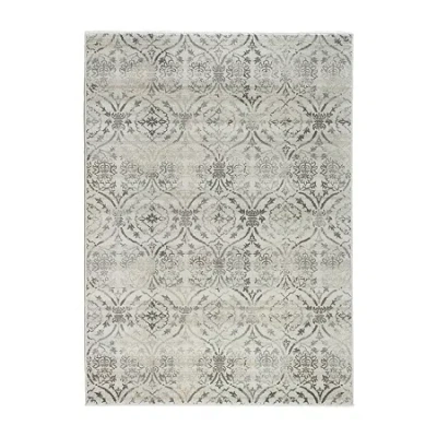 Radici Usa Radici Pisa Casual Modern Geometric Accent Rug In White