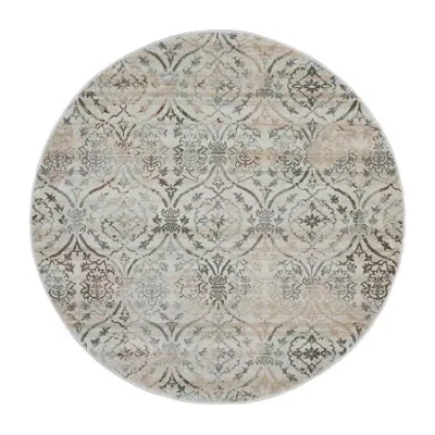 Radici Usa Radici Pisa Casual Modern Geometric Round Area Rug In White