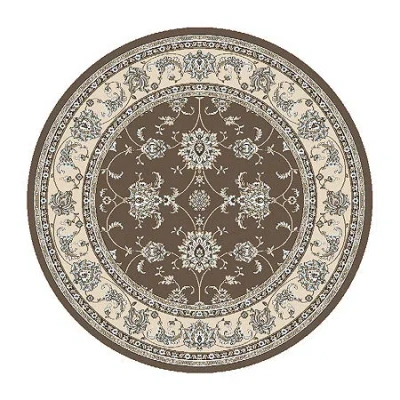 Radici Usa Radici Pisa Kashan Traditional Oriental Round Area Rug In Brown