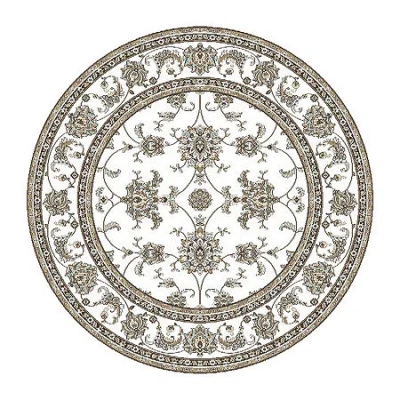 Radici Usa Radici Pisa Kashan Traditional Oriental Round Area Rug In White