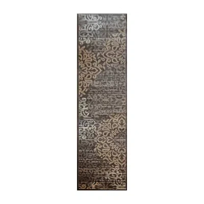 Radici Usa Radici Pisa Modern Geometric Contemporary 26"x91" Indoor Rectangular Runner In Brown