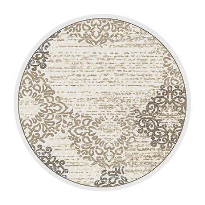 Radici Usa Radici Pisa Modern Geometric Contemporary Indoor Round Area Rug In White