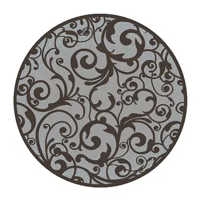 Radici Usa Radici Pisa Scroll Modern Transitional Round Area Rug In Gray