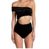 Radio Fiji Hours Velour Tiburon One Piece Swimsuit In Black In Black
