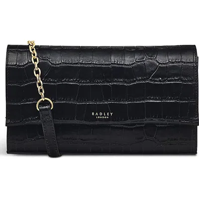 Radley Chancery Row Mini Croc Embossed Leather Crossbody Bag In Black