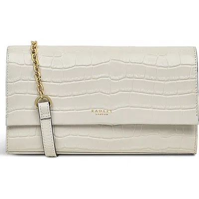 Radley Chancery Row Mini Croc Embossed Leather Crossbody Bag In Chalk