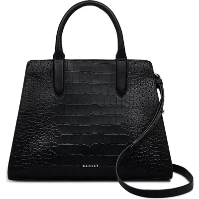 Radley Glasshouse Croc Embossed Crossbody Bag In Black