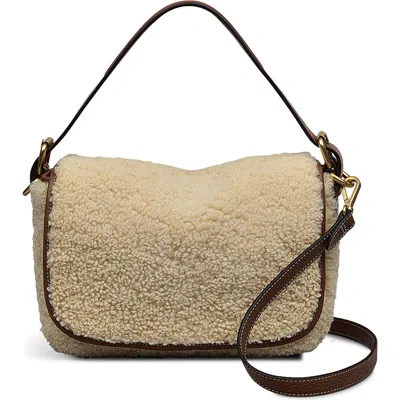 Radley Grafton Street Genuine Shearling Flapover Crossbody Bag In Neutral