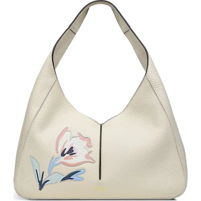 Radley Hillgate Place Floral Leather Shoulder Bag In Chalk