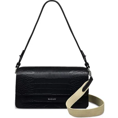 Radley Leather Lane Croc Embossed Shoulder Bag In Black