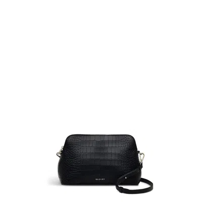 Radley Liverpool Street - Faux Croc Medium Ziptop Crossbody In Black