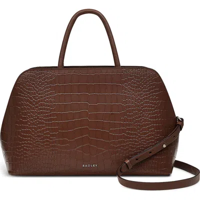 Radley Liverpool Street Croc Embossed Leather Satchel In Brown