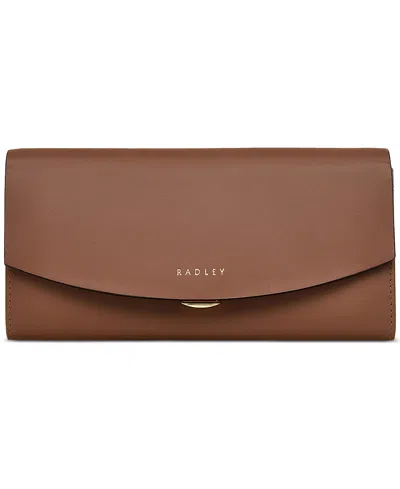 Radley London Albert Road Flapover Leather Wallet In Saddle