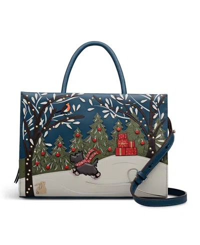 Radley London An Ice Day Medium Leather Ziptop Satchel In Blue