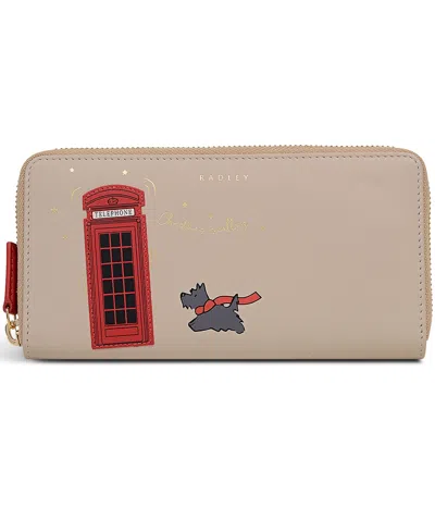 Radley London Christmas Is Calling Mini Zip Around Wallet In Brown