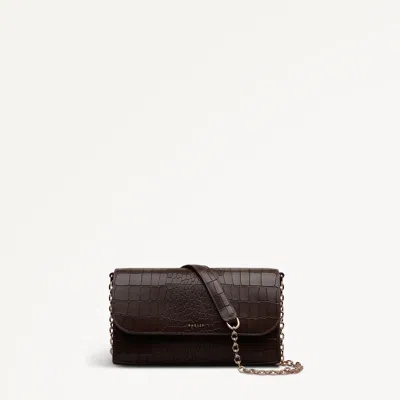 Radley London Dark Oak Micro Flapover Cross Body Bag In Brown