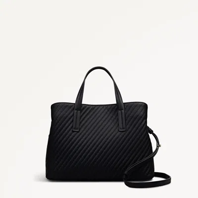 Radley London Dukes Place - Diagonal Quilt Medium Ziptop Satchel Black - 113063