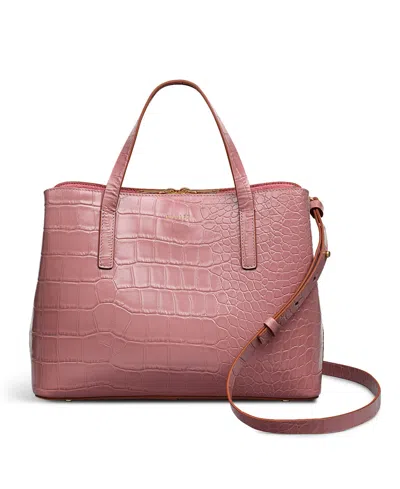 Radley London Dukes Place Faux Croc Medium Zip Top Satchel Bag In Pink