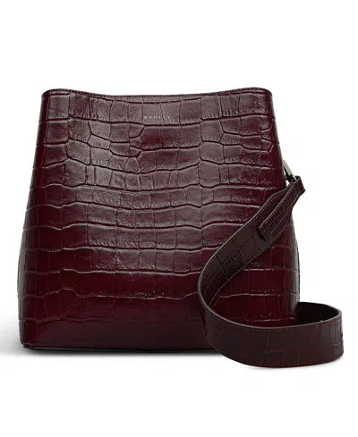 Radley London Dukes Place Faux Croc Small Compartment Crossbody Bag In Burgundy