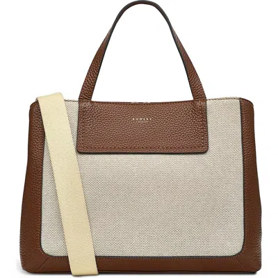 Radley London Dukes Place Leather & Canvas Grab Tote Bag In Tortoise