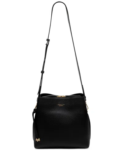 Radley London Dukes Place Medium Pebble Leather Compartment Crossbody In Black,gold