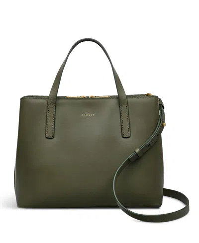 Radley London Dukes Place Medium Zip Top Satchel Bag In Dark Olive