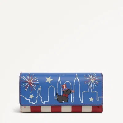 Radley London Radley Fireworks And Stripes Large Flapover Wallet In Blue