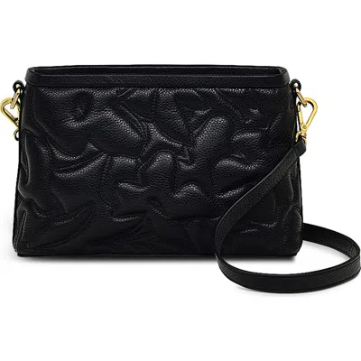 Radley London Floral Street Raised Leather Shoulder Bag In Black