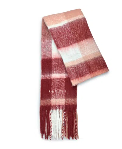 Radley London Fluffy Check Scarf In Cranberry