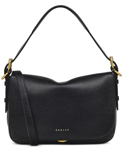 Radley London Graffton Street Small Leather Flapover Crossbody In Black