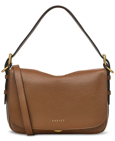 Radley London Graffton Street Small Leather Flapover Crossbody In Saddle