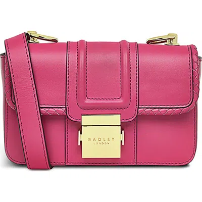 Radley London Hanley Close Weave Mini Flap Leather Crossbody Bag In Coulis