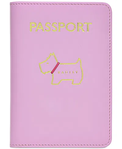 Radley London Heritage Dog Outline Leather Passport Cover In Sugar Pink