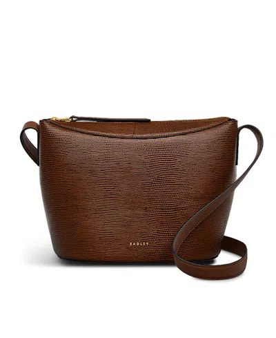 Radley London Kensal Faux Lizard Zip Top Crossbody Bag In Saddle