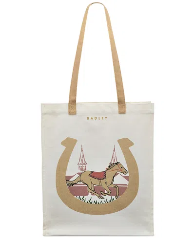 Radley London Kentucky Derby Medium Canvas Open Top Tote In Chalk