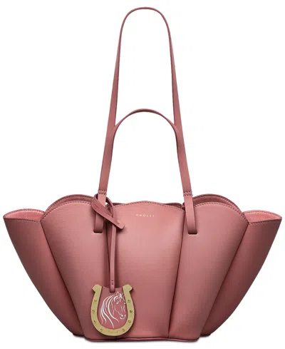 Radley London Kentucky Derby Small Leather Open Top Grab Bag In Sienna Pink