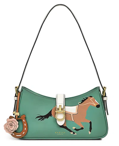 Radley London Kentucky Derby Ss24 Small Zippered Leather Shoulder In Cactus