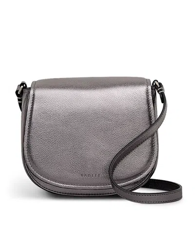 Radley London Liverpool Gardens Metallic Mini Flapover Crossbody Bag In Gray