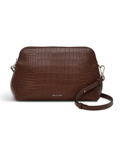 Radley London Liverpool Street 3.0 Faux Croc Zip Top Crossbody Bag In Walnut