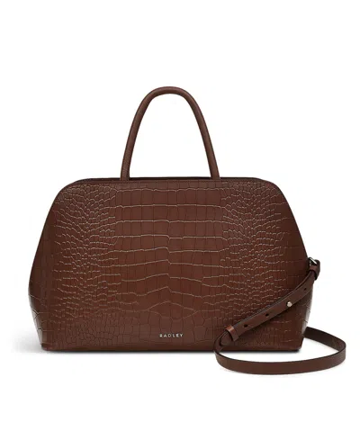 Radley London Liverpool Street 3.0 Faux Croc Zip Top Grab Bag In Walnut
