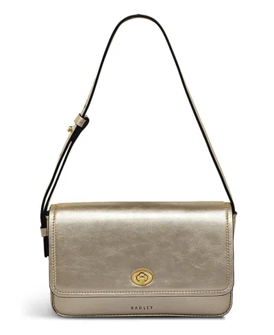 Radley London Magpie Lane Metallic Small Flapover Shoulder Bag In Icy Gold
